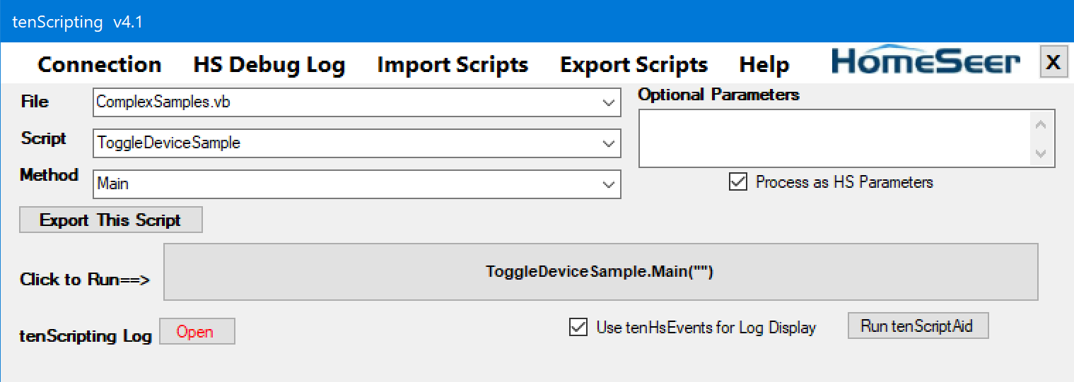 tenScripting window